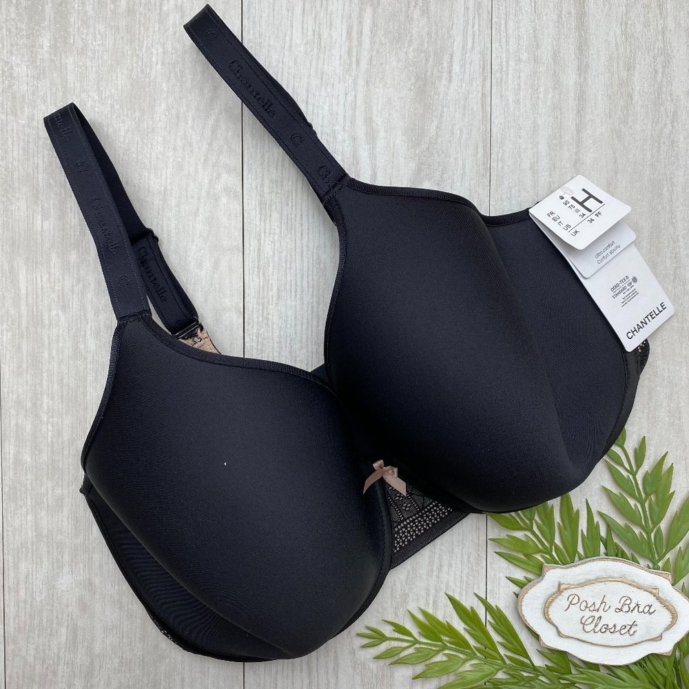 34H Chantelle C Ideal T-Shirt Underwire Bra NWT Black Smooth Full Figure NEW